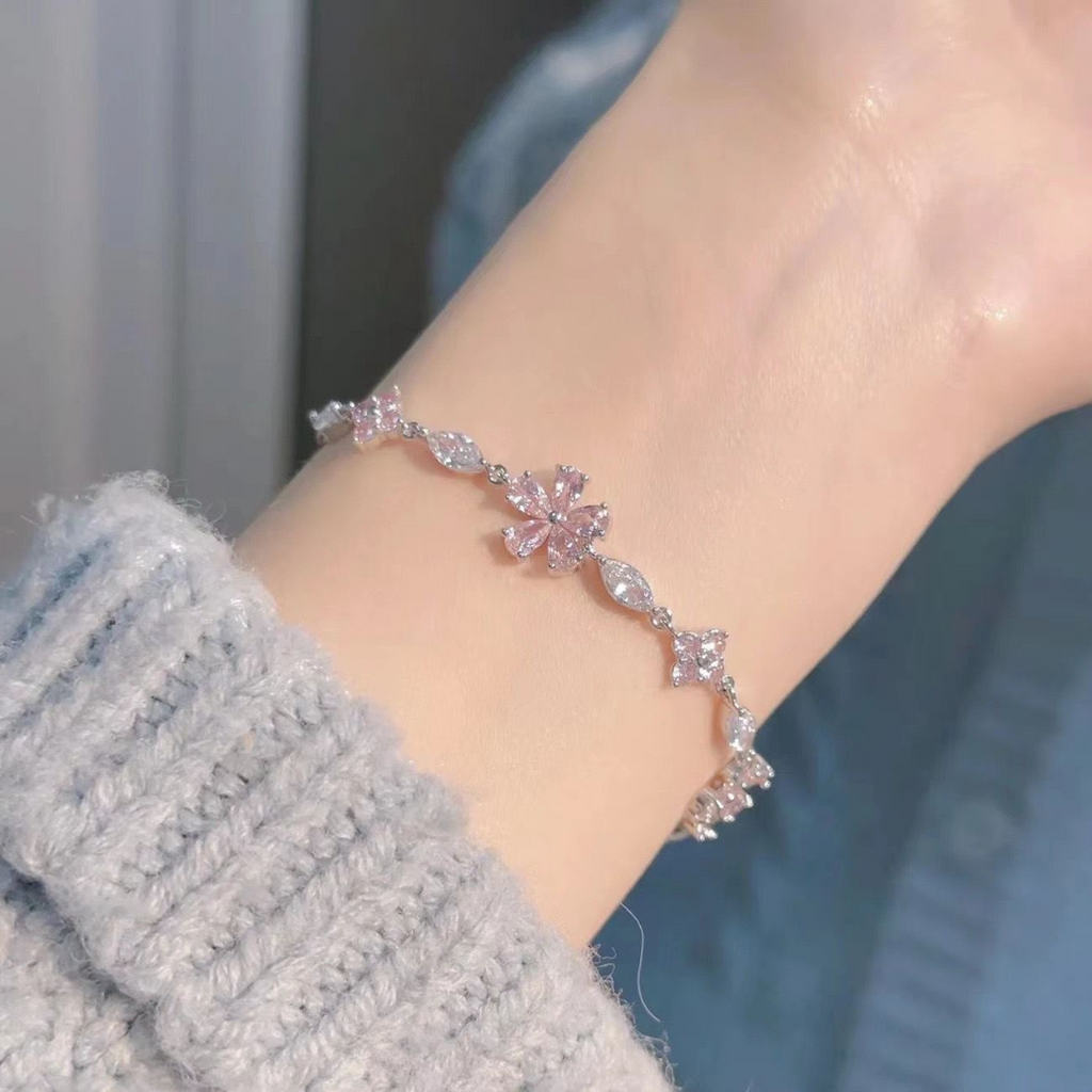 Sakura Cherry Blossom Crystal Bracelet Design
