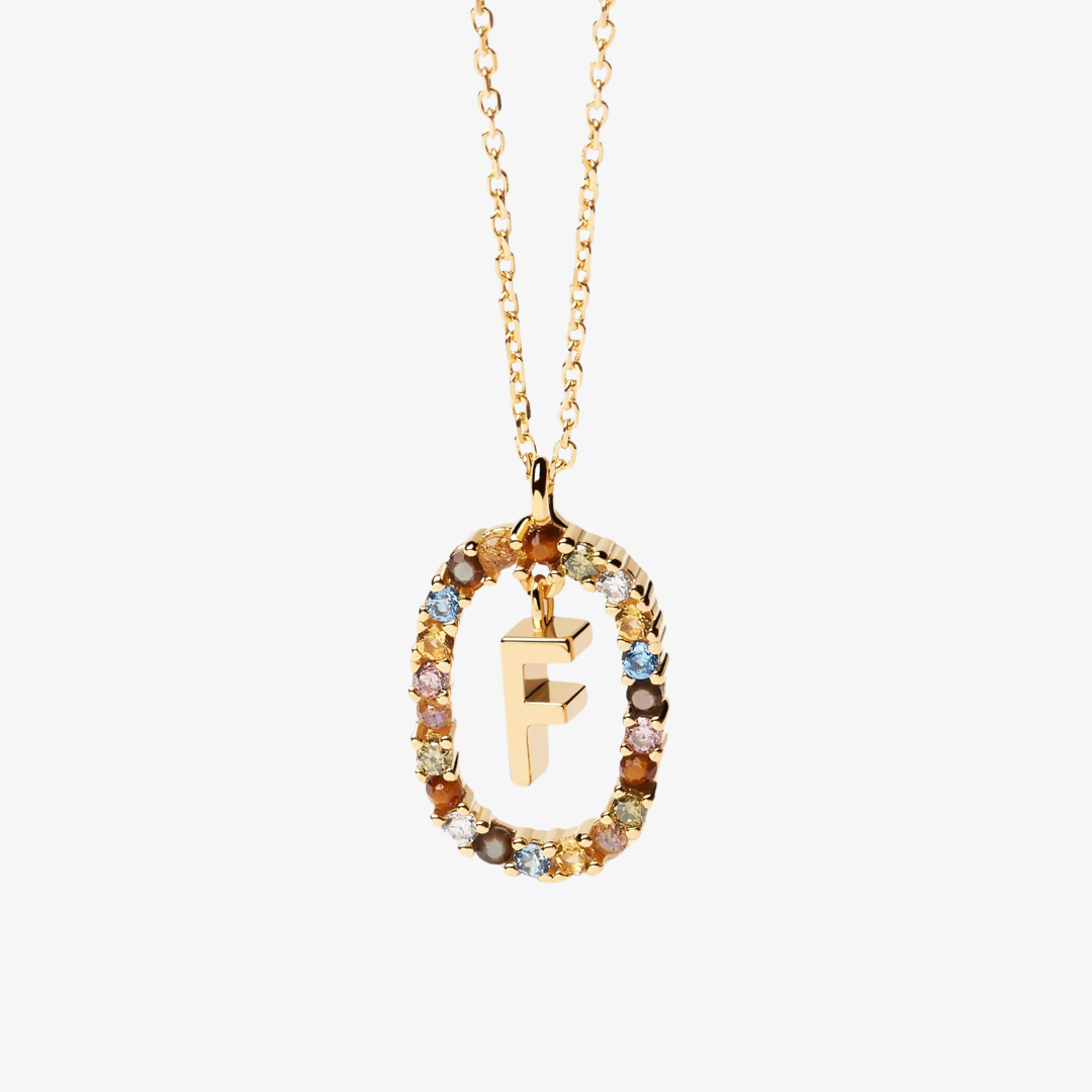 Gemstone Initial Letter Necklace