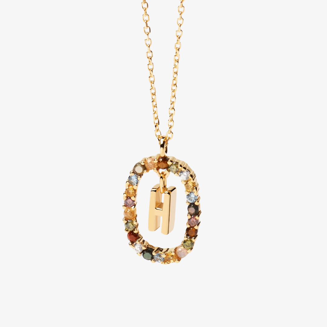 Gemstone Initial Letter Necklace
