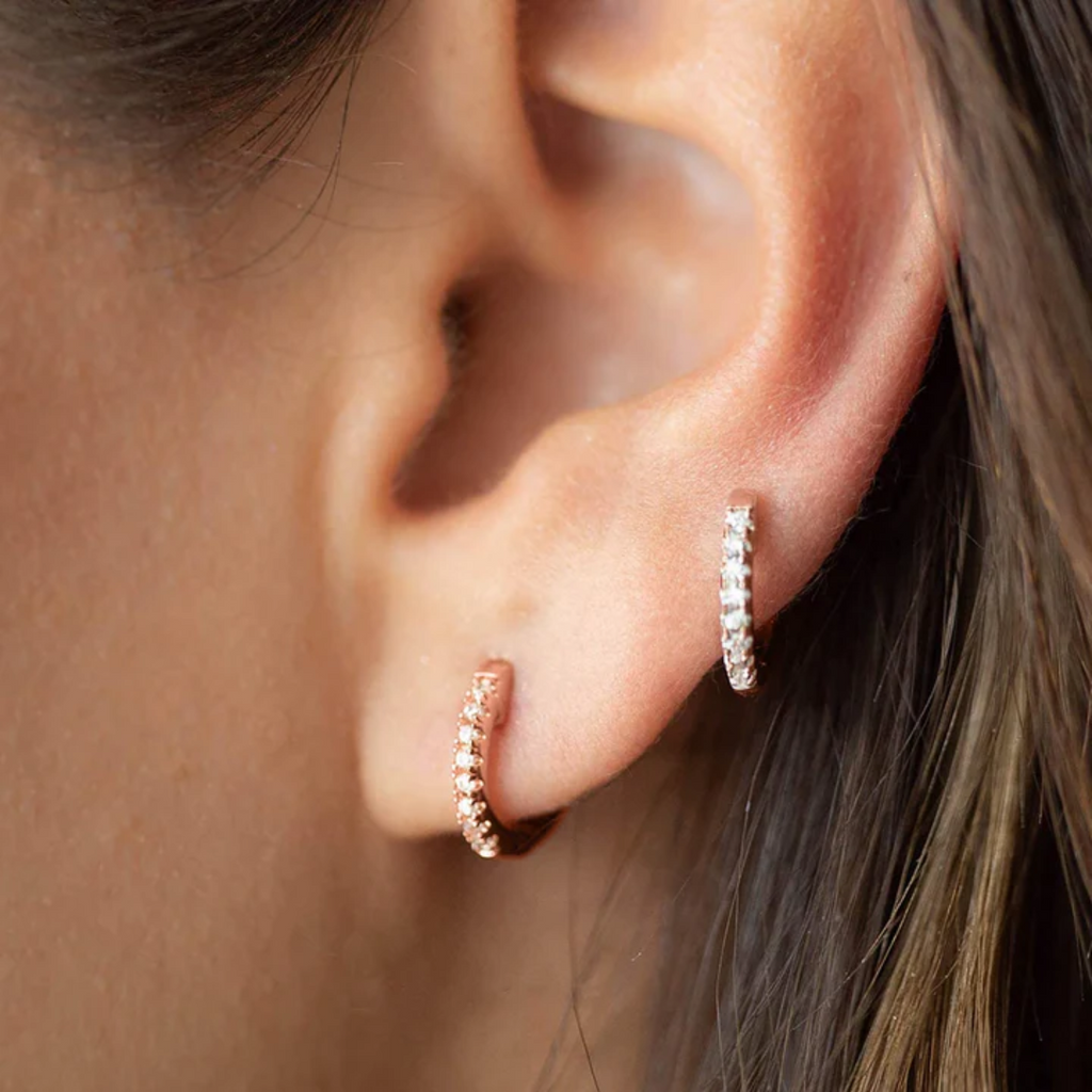 Classic Cubic Zirconia Huggie Hoop Earrings