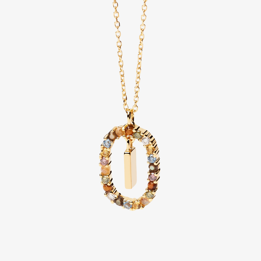 Gemstone Initial Letter Necklace