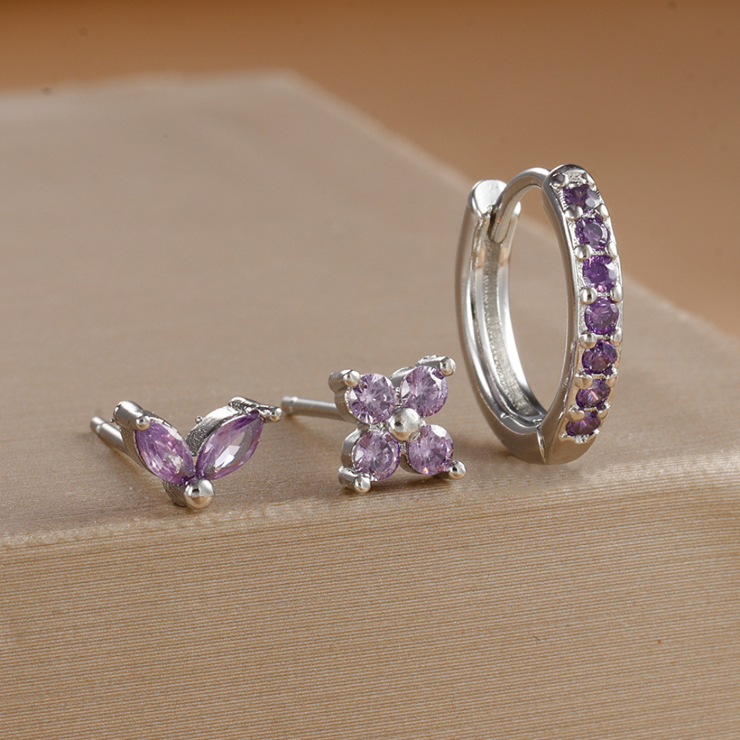 Tulip Trio Hoop & Stud Earring Set