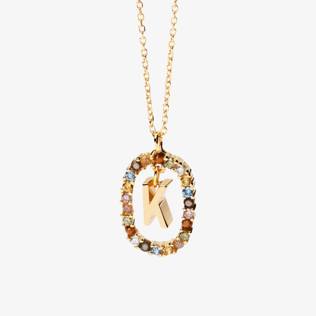 Gemstone Initial Letter Necklace