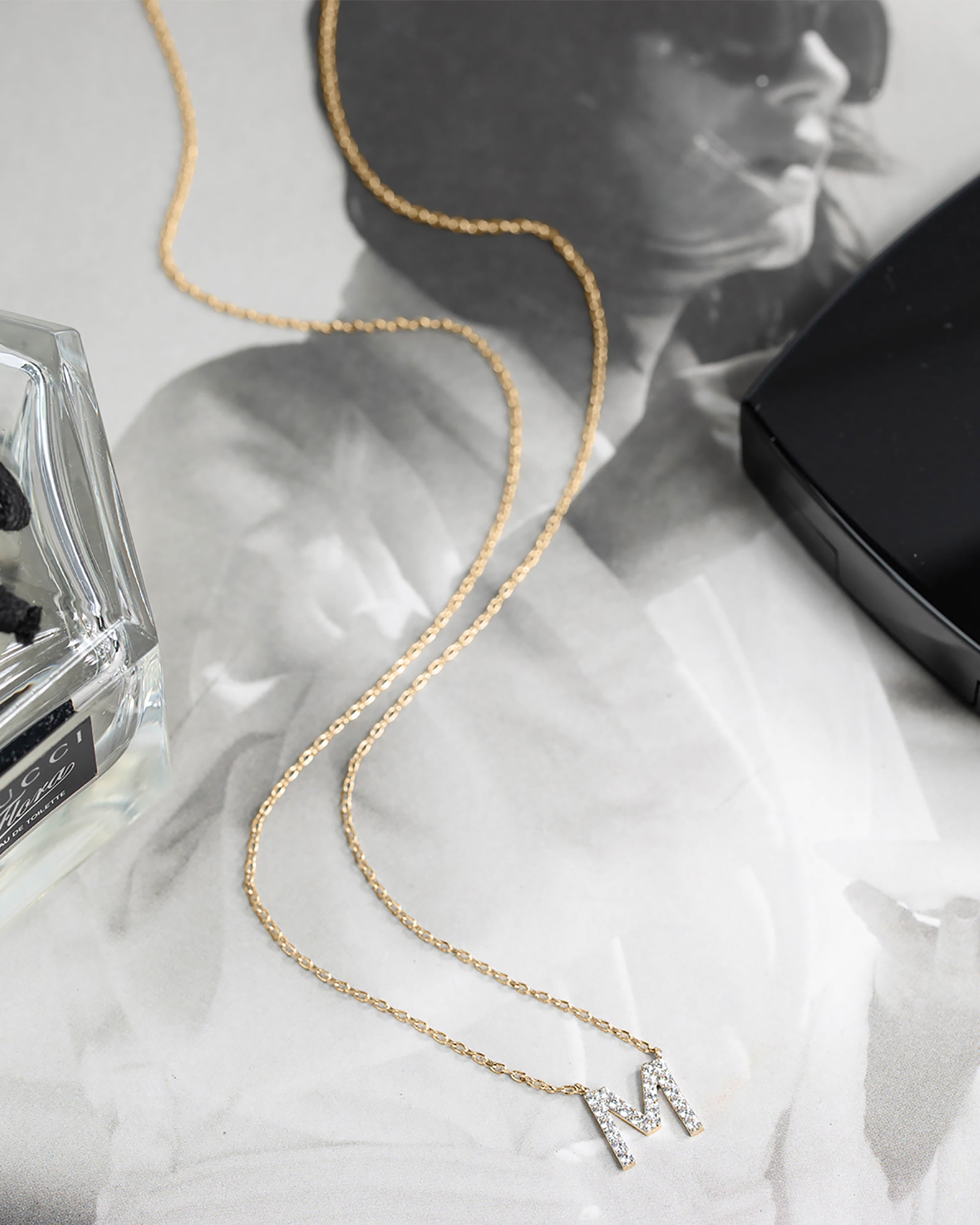 Initial Pendant Necklace with Cubic Zirconia