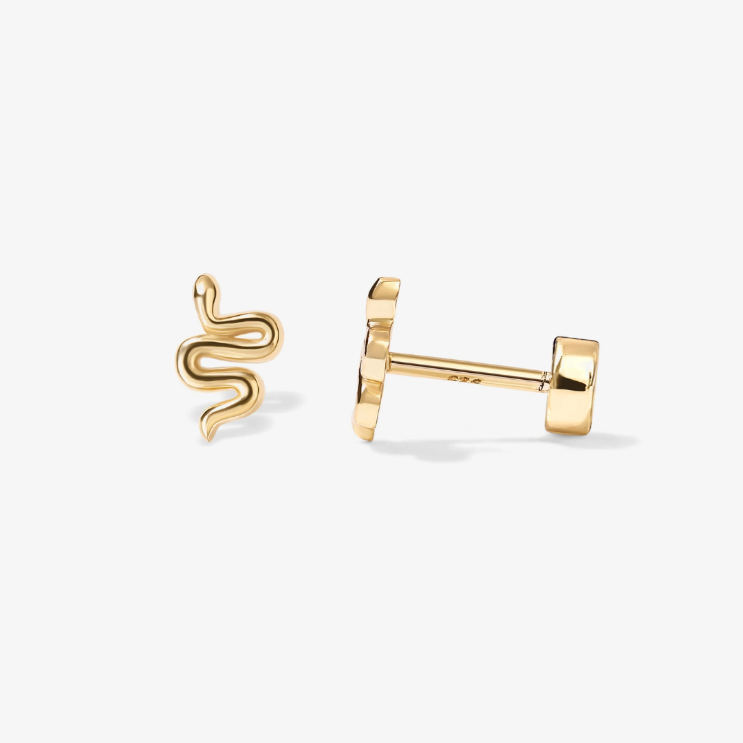 Snake Design Flat Back Stud Earrings