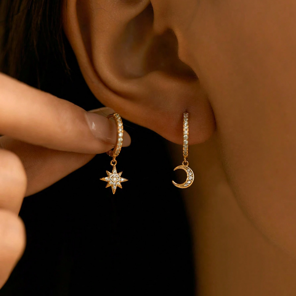 Moon & Stars Cubic Zirconia Earring Set