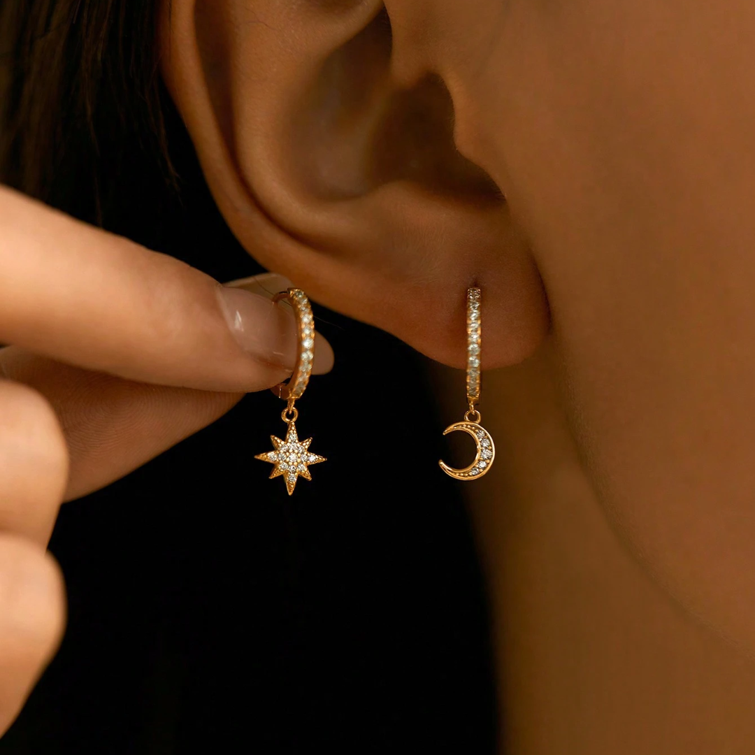 Moon & Stars Cubic Zirconia Earring Set