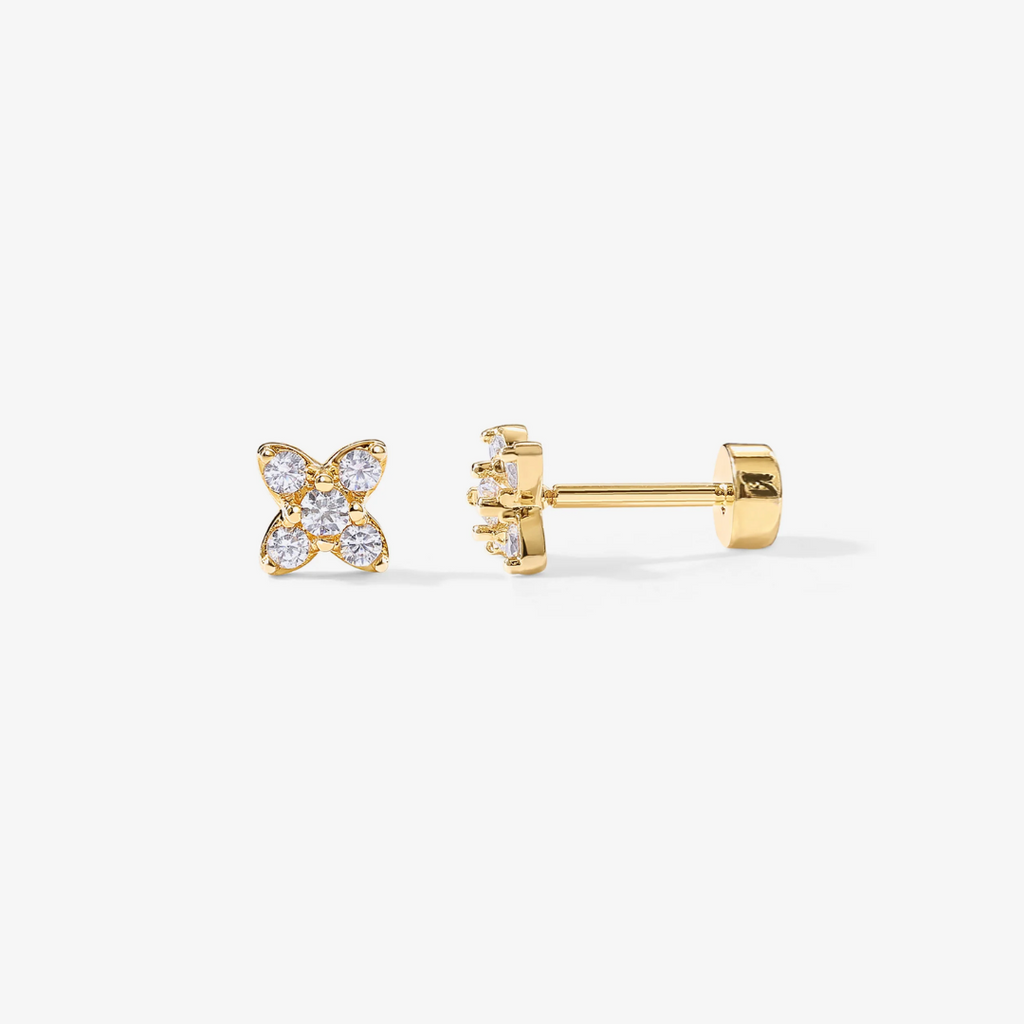 Luna Round Flat Back Stud Earring