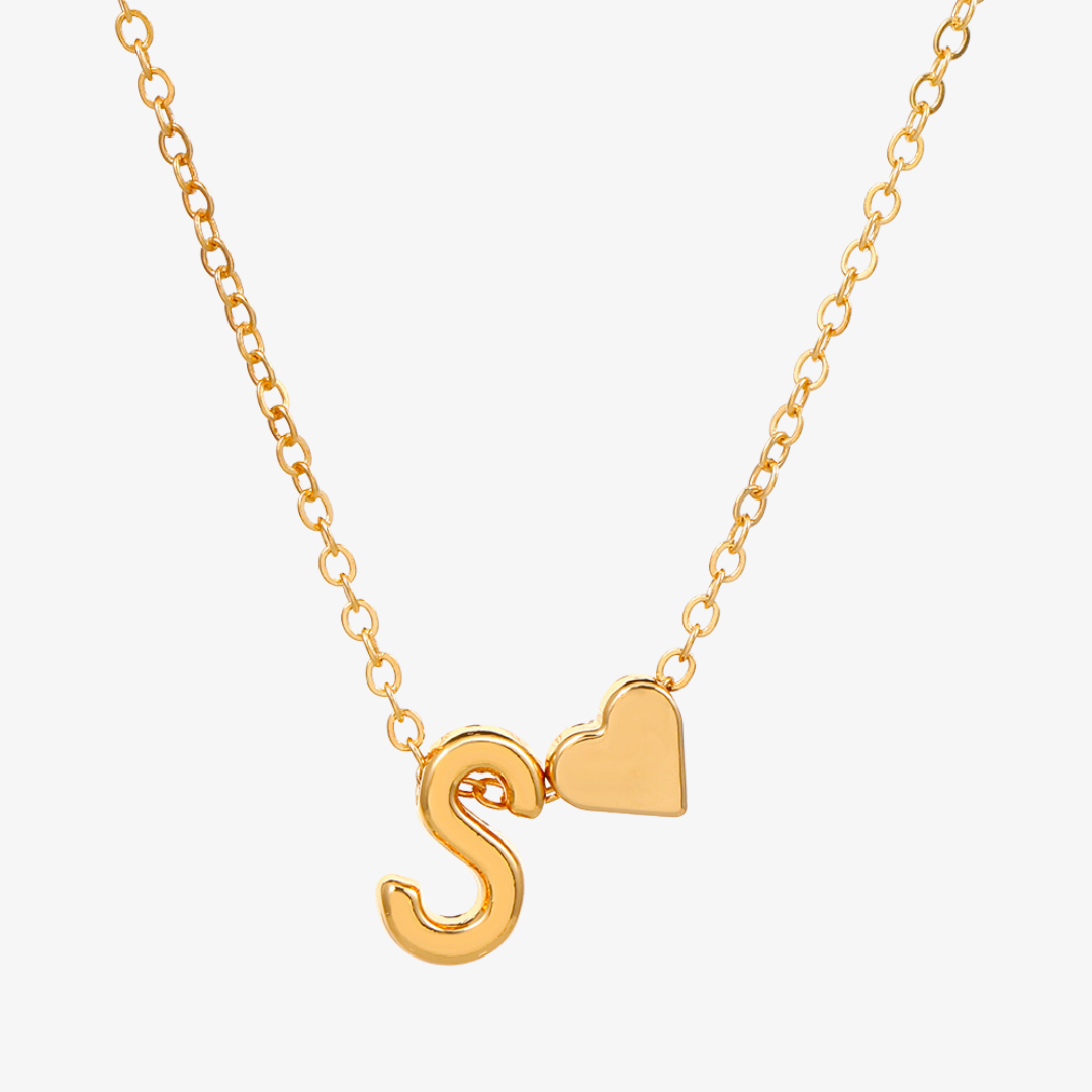 Luna Heart Initial Pendant Necklace