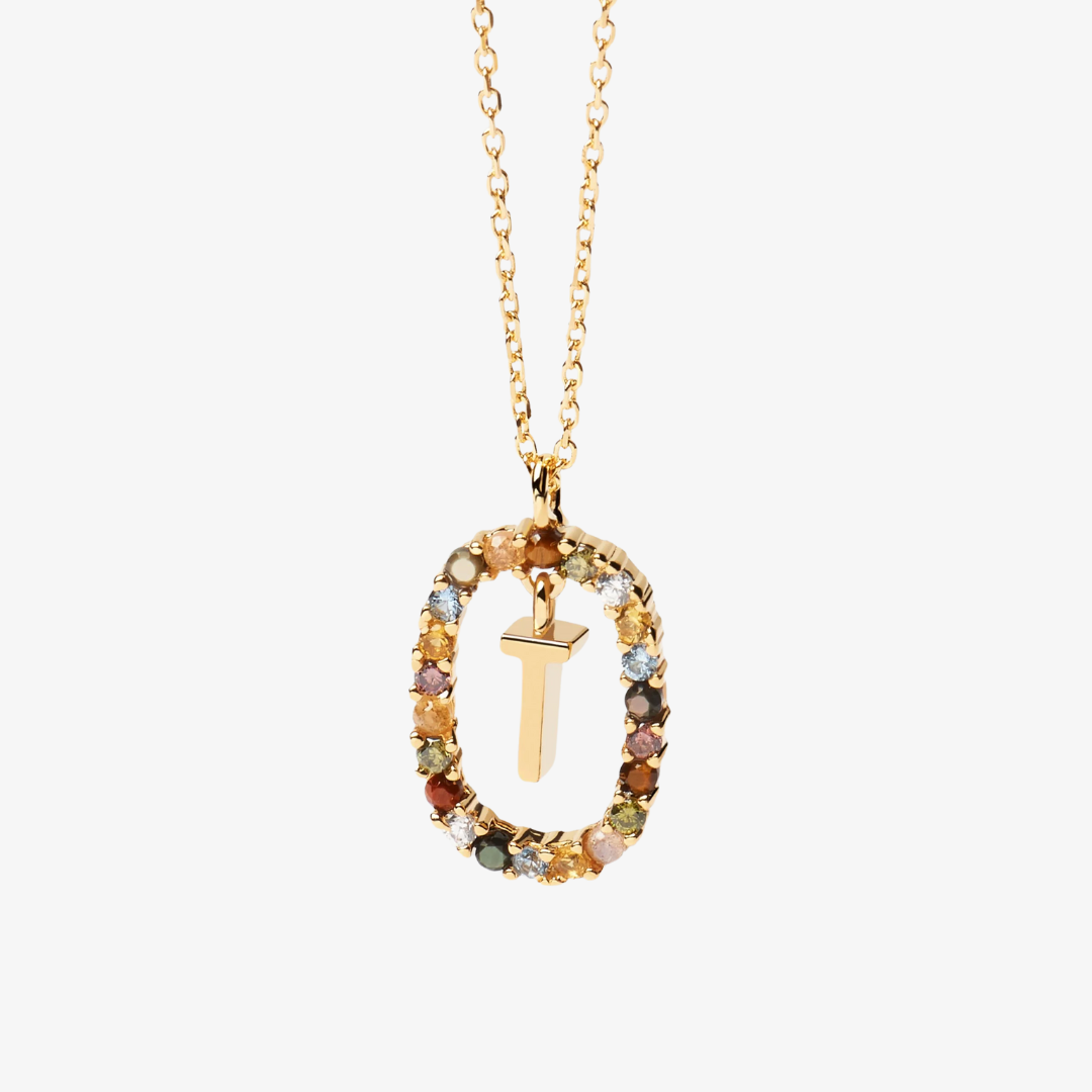 Gemstone Initial Letter Necklace