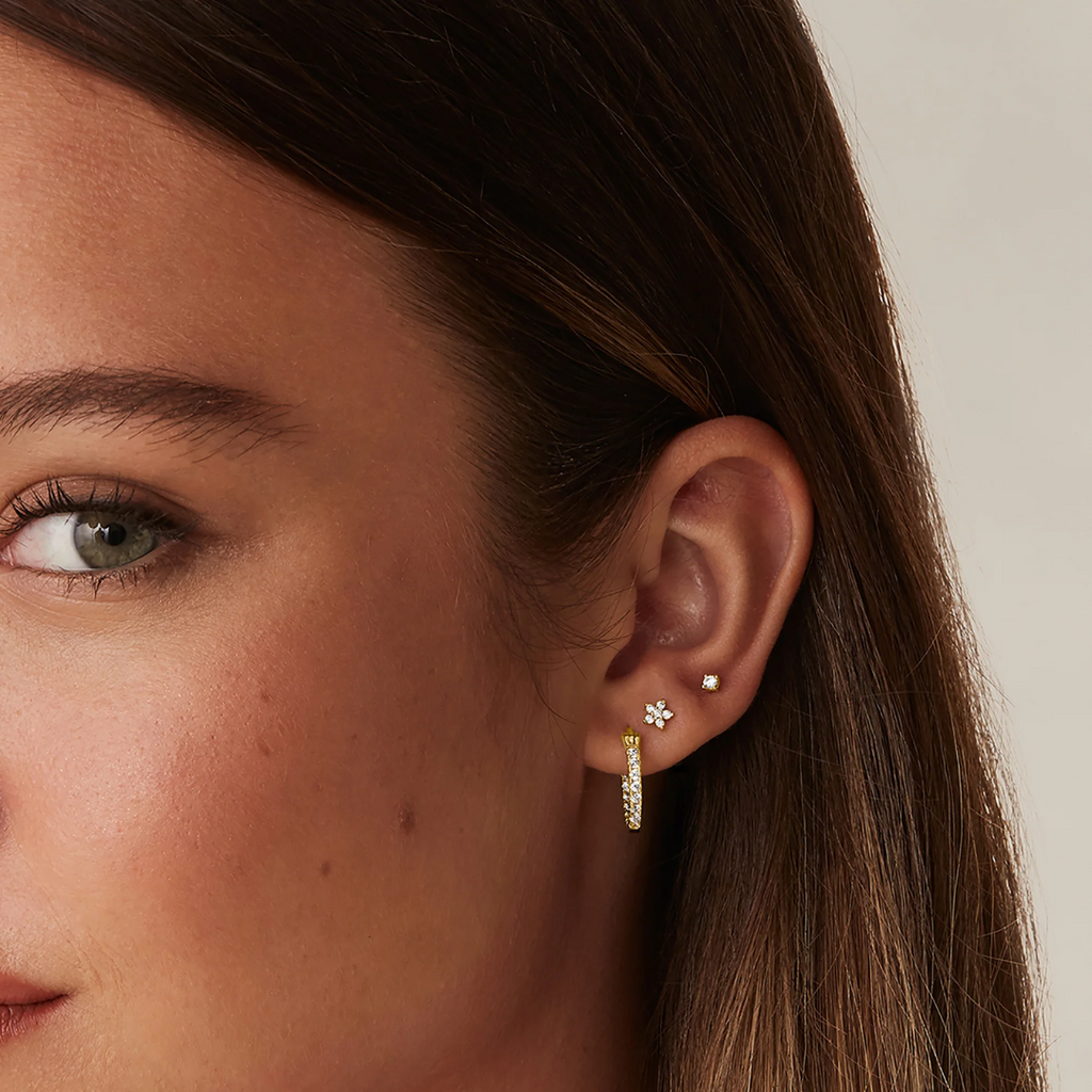 Mini Shiny Flower Flat Back Stud Earrings