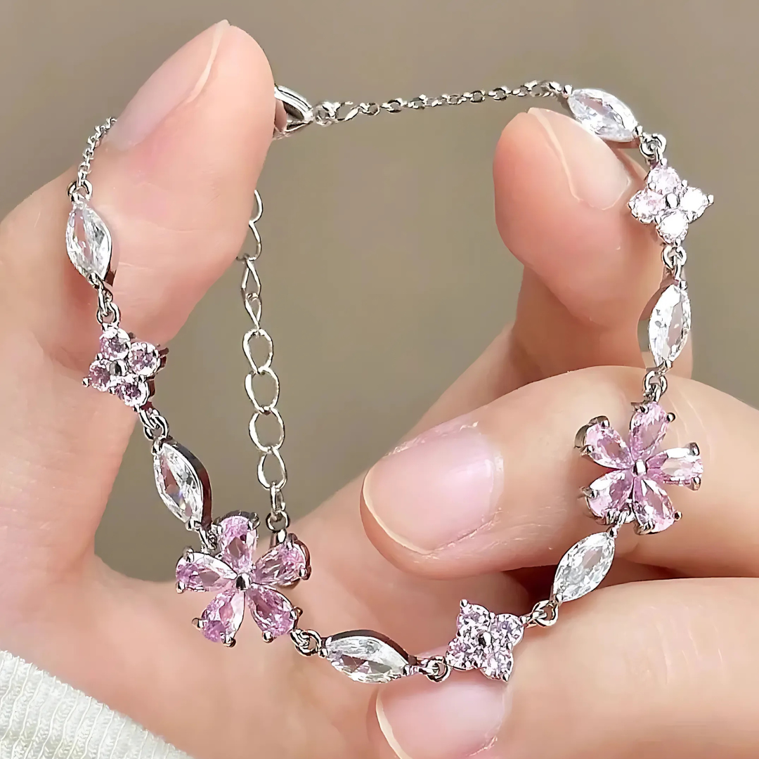 Sakura Cherry Blossom Crystal Bracelet Design