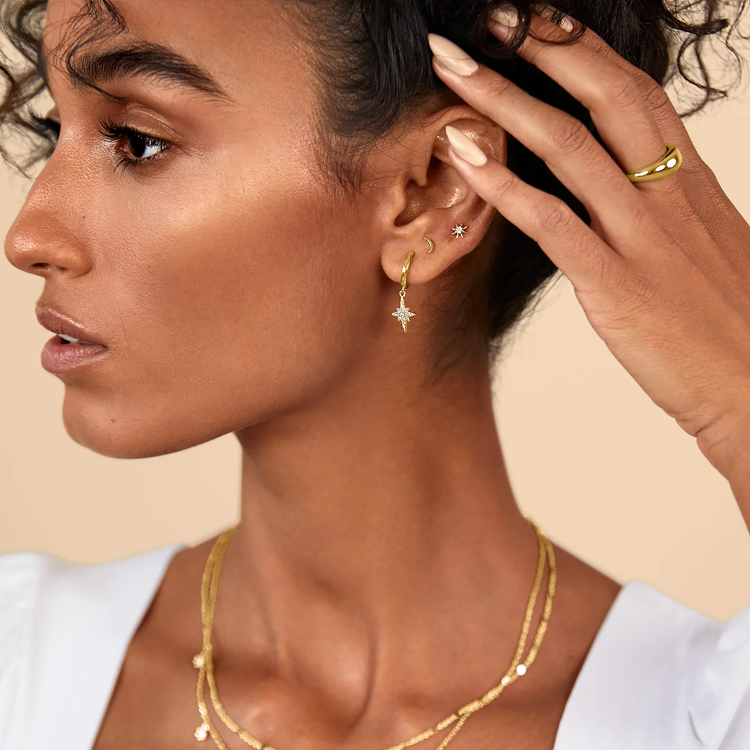 Tiny Moon Screw-Back Flat Stud Earrings