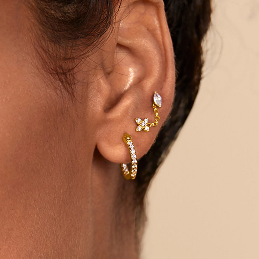 Luna Round Flat Back Stud Earring