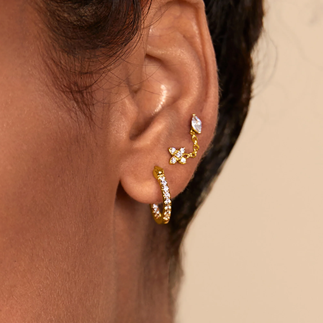 Luna Round Flat Back Stud Earring