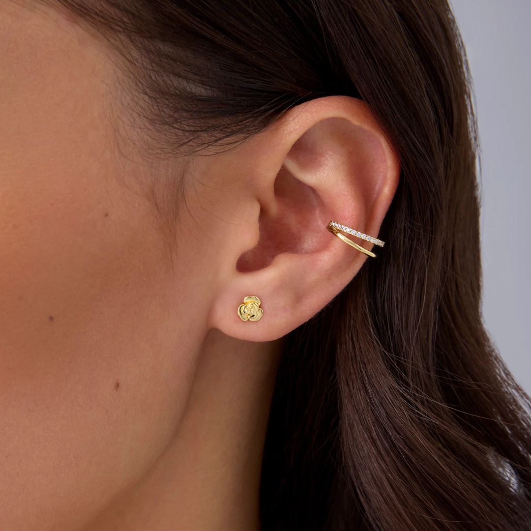 Rose Bloom Flat Back Stud Earrings