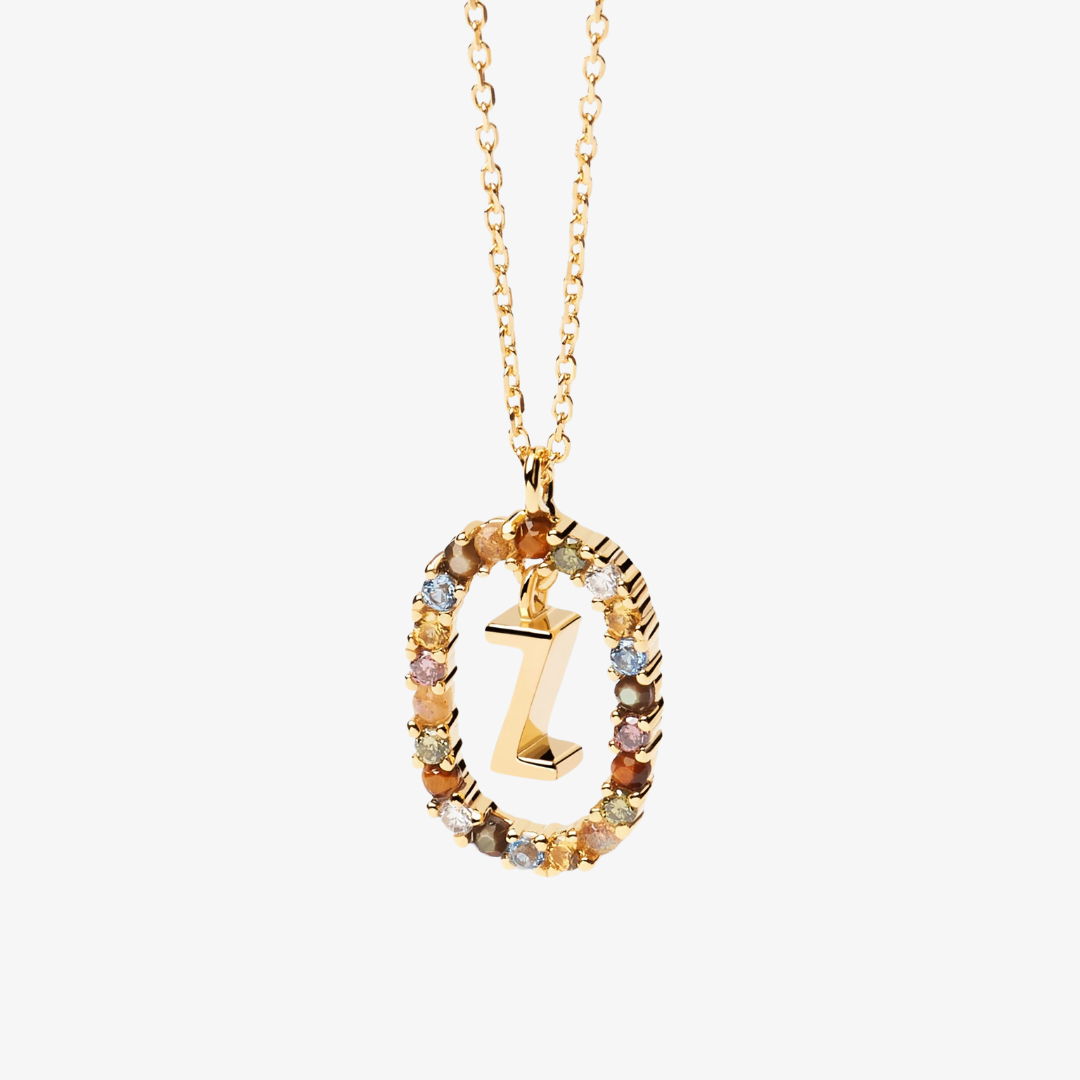 Gemstone Initial Letter Necklace