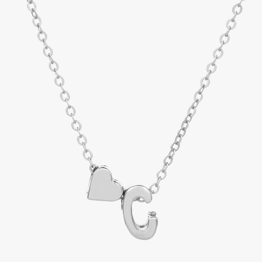 Luna Heart Initial Pendant Necklace