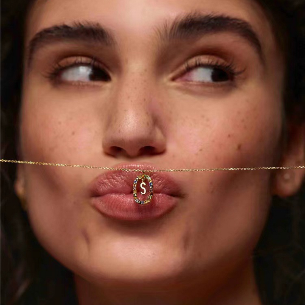 Gemstone Initial Letter Necklace