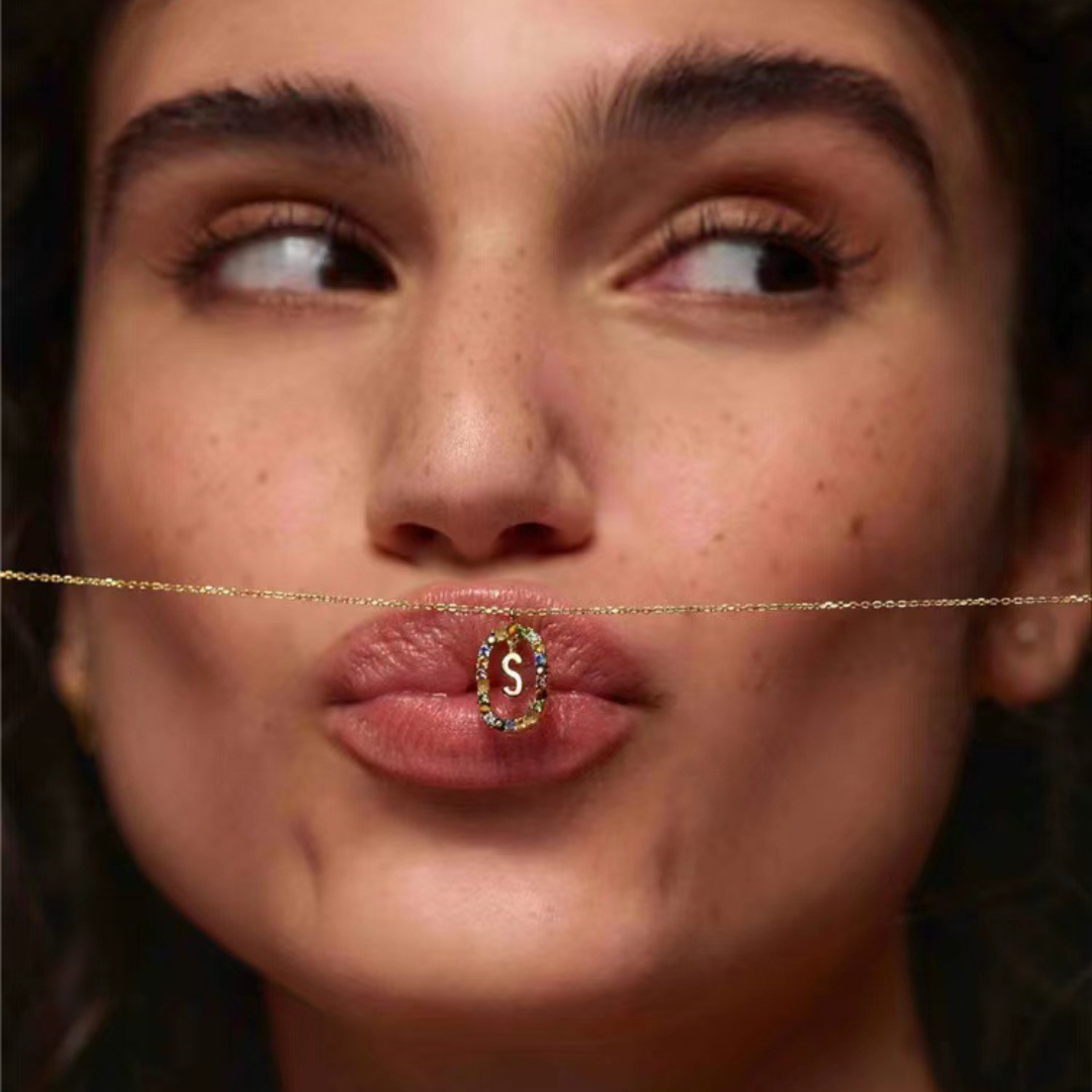 Gemstone Initial Letter Necklace