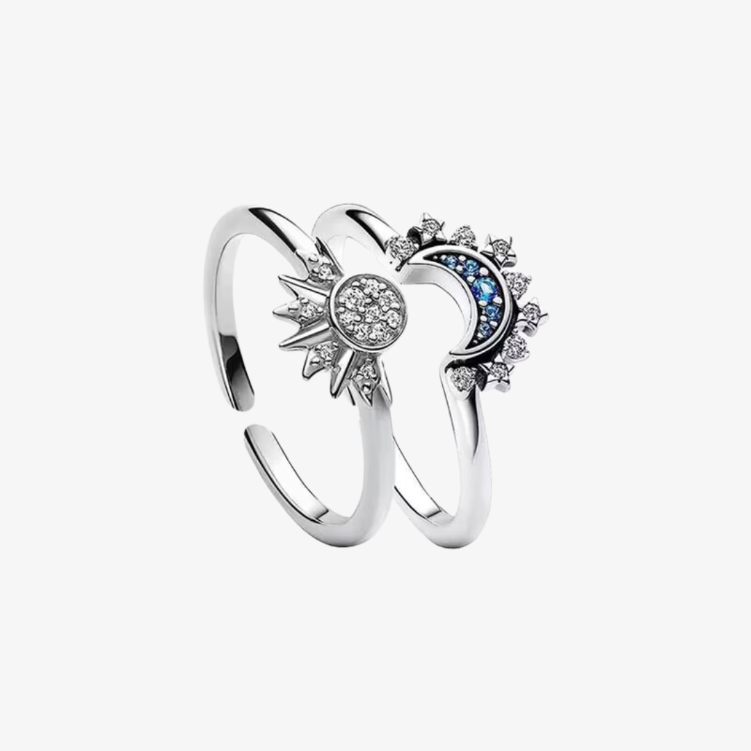 Celestial Sun and Moon Stack Ring Set