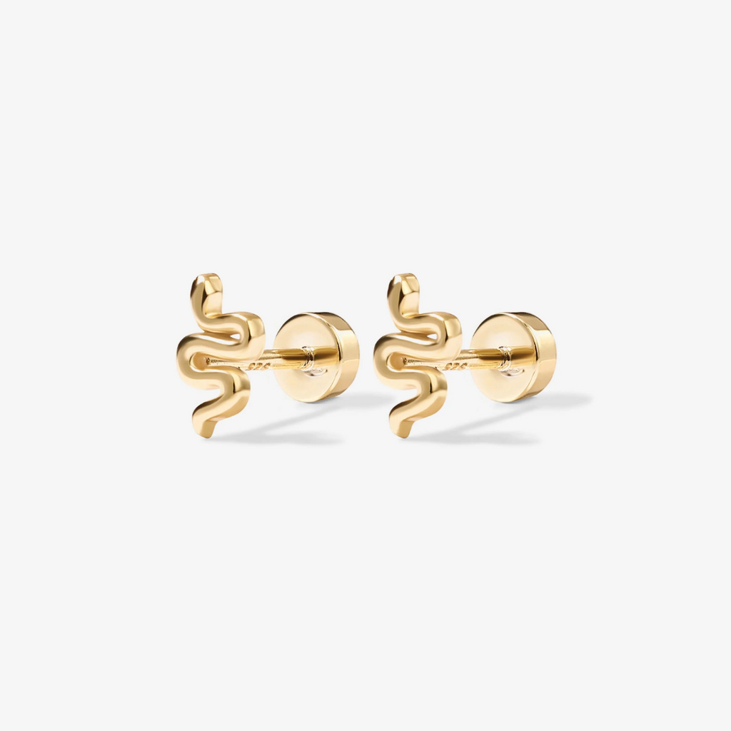 Snake Design Flat Back Stud Earrings