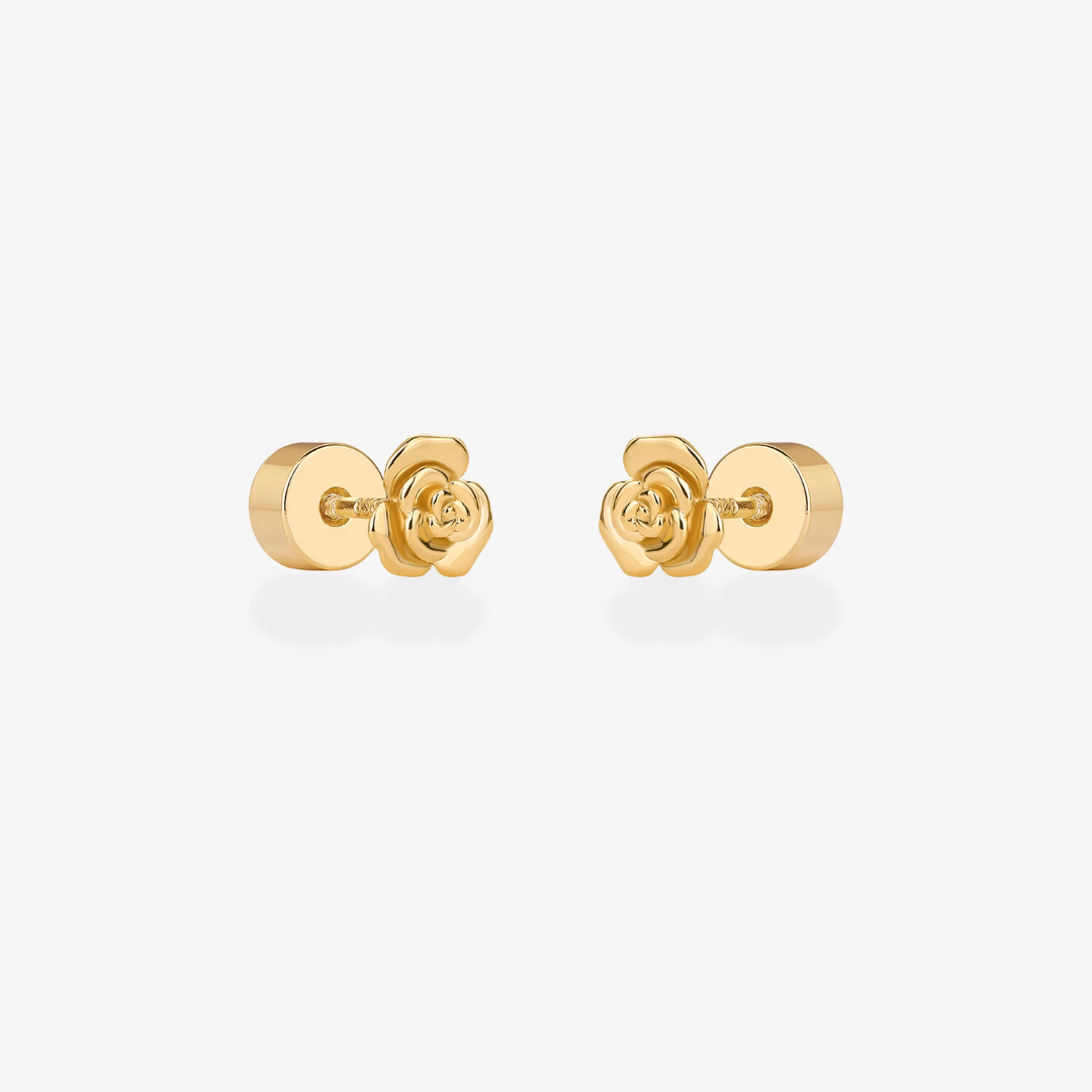 Rose Bloom Flat Back Stud Earrings