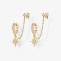 Star Chained Huggie Earrings