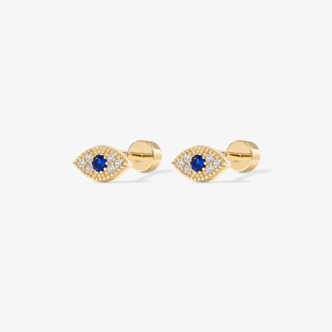 Aura Evil Eye Flat Back Stud Earrings