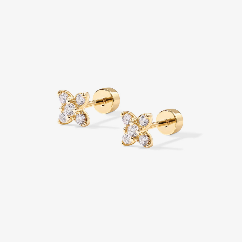 Luna Round Flat Back Stud Earring