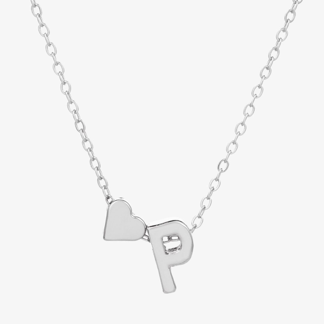 Luna Heart Initial Pendant Necklace