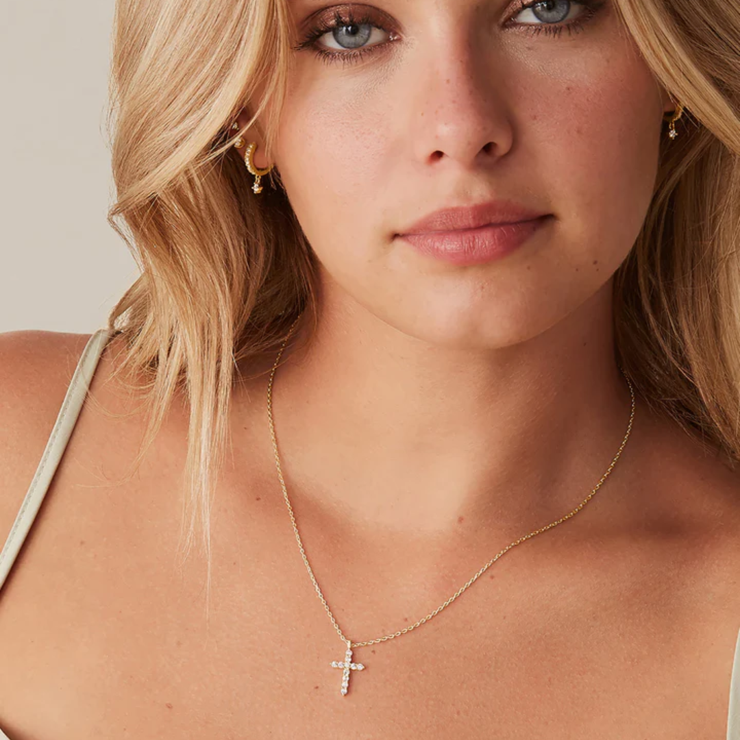 Cubic Zirconia Cross Pendant Necklace