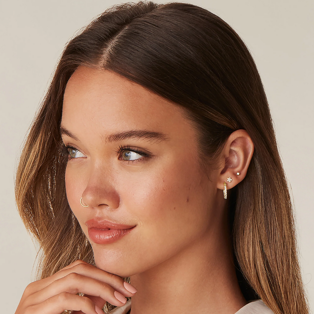 Mini Shiny Flower Flat Back Stud Earrings