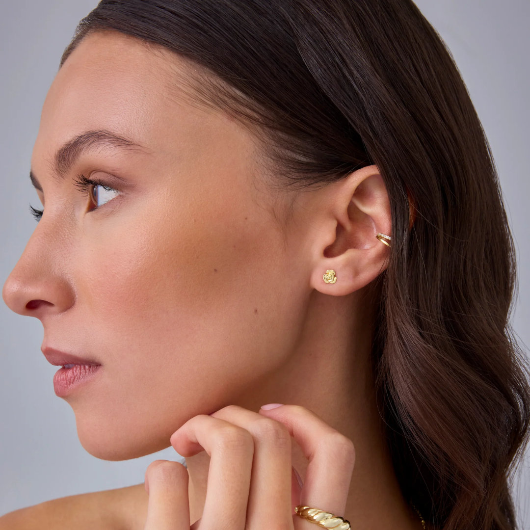 Rose Bloom Flat Back Stud Earrings