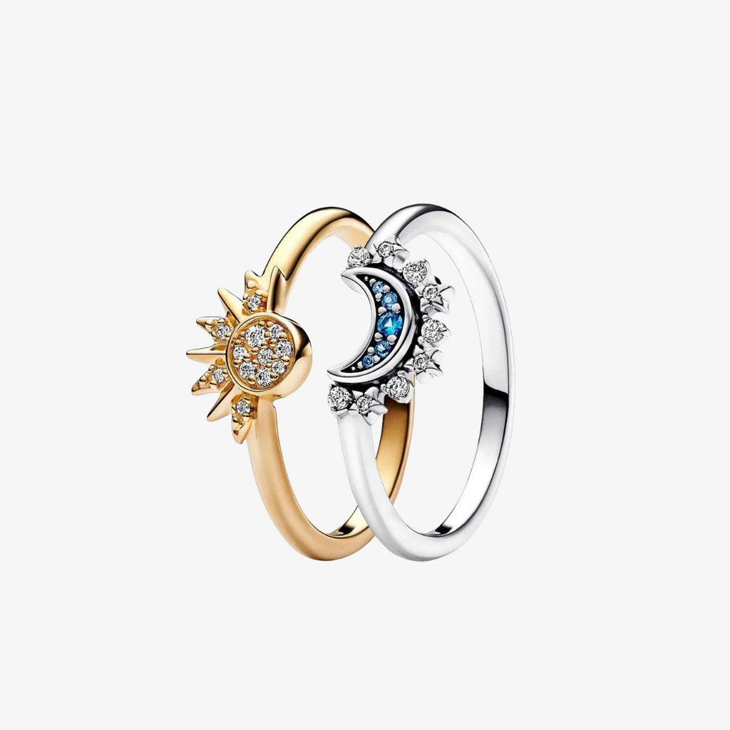 Celestial Sun and Moon Stack Ring Set