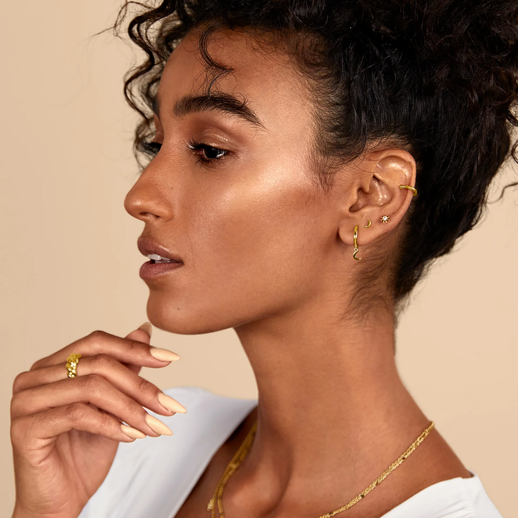 Tiny Moon Screw-Back Flat Stud Earrings