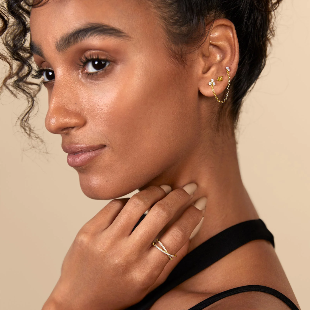 Snake Design Flat Back Stud Earrings