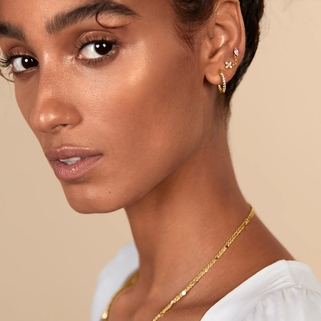 Luna Round Flat Back Stud Earring