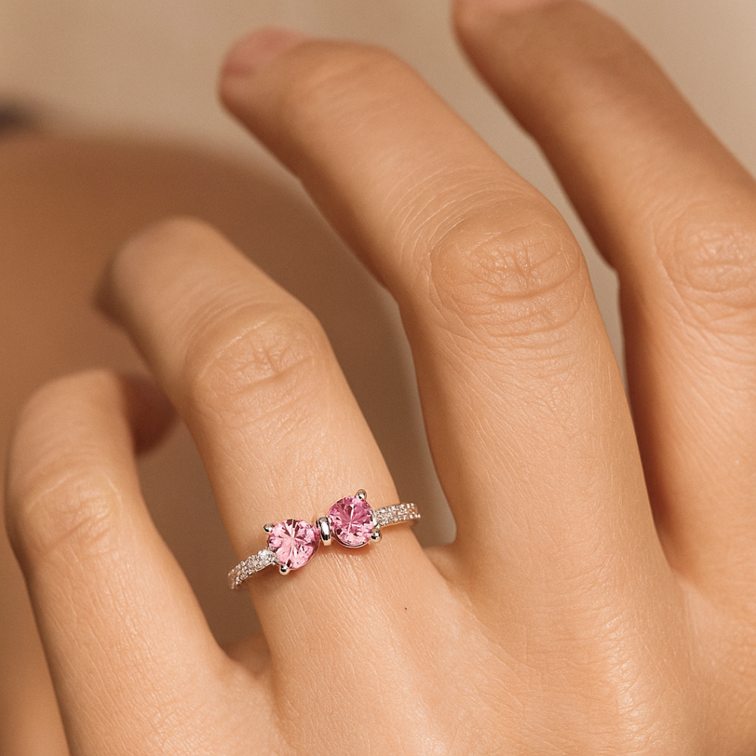 Sparkling Silver Bow Accent Ring