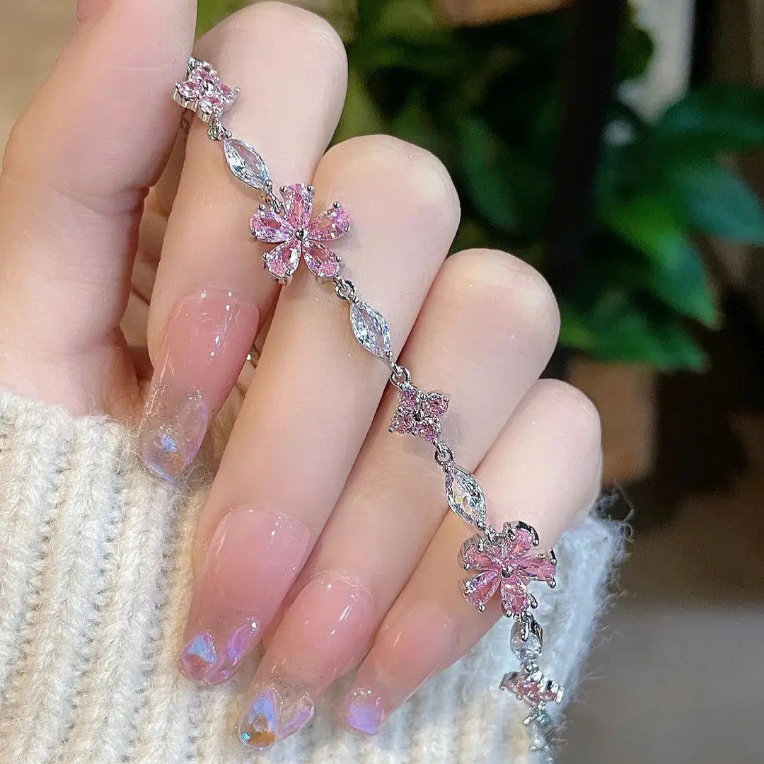 Sakura Cherry Blossom Crystal Bracelet Design