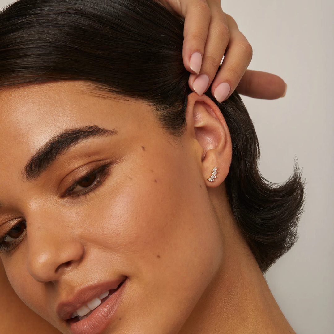 Marquise Cascade Flat Back Stud Earrings Design