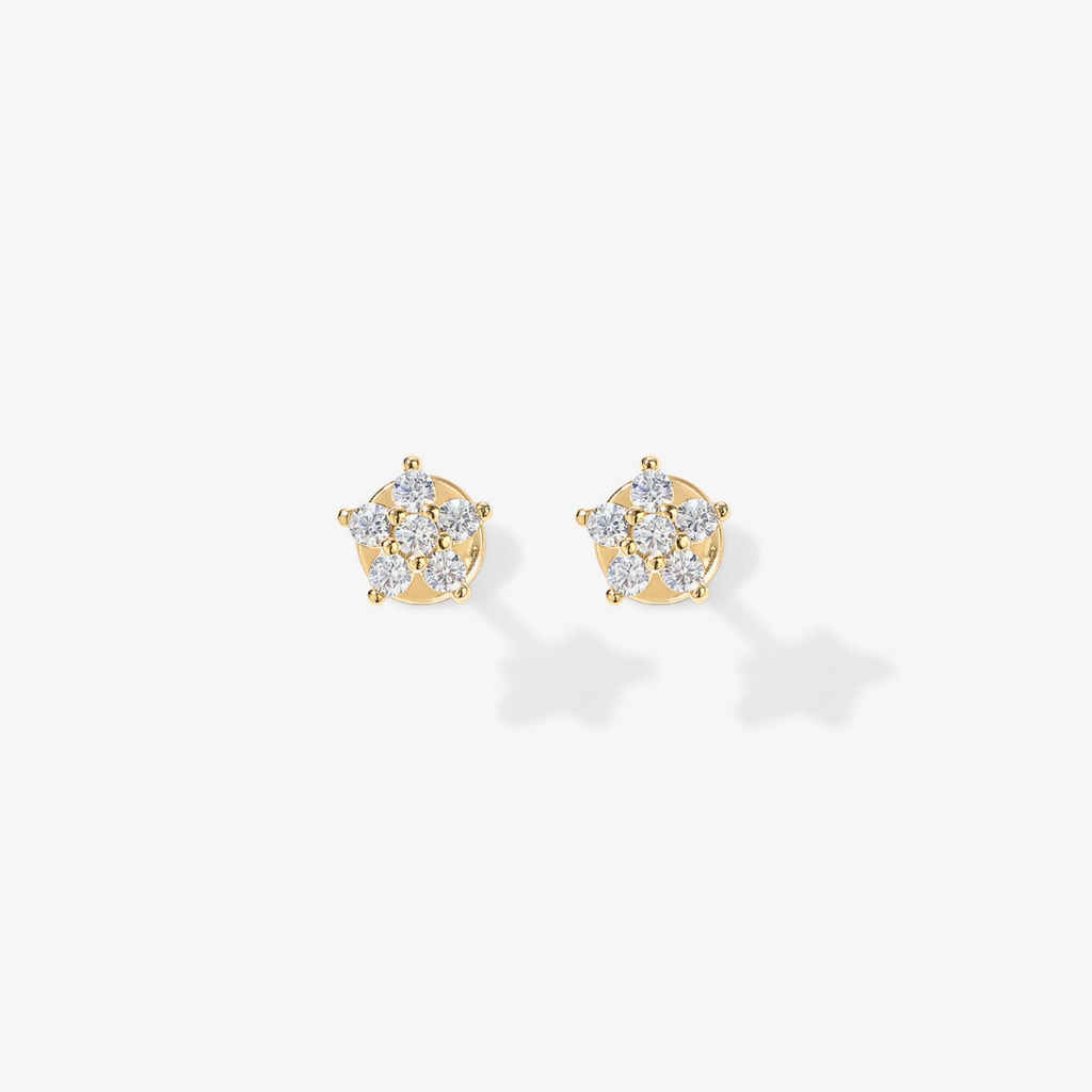 Mini Shiny Flower Flat Back Stud Earrings