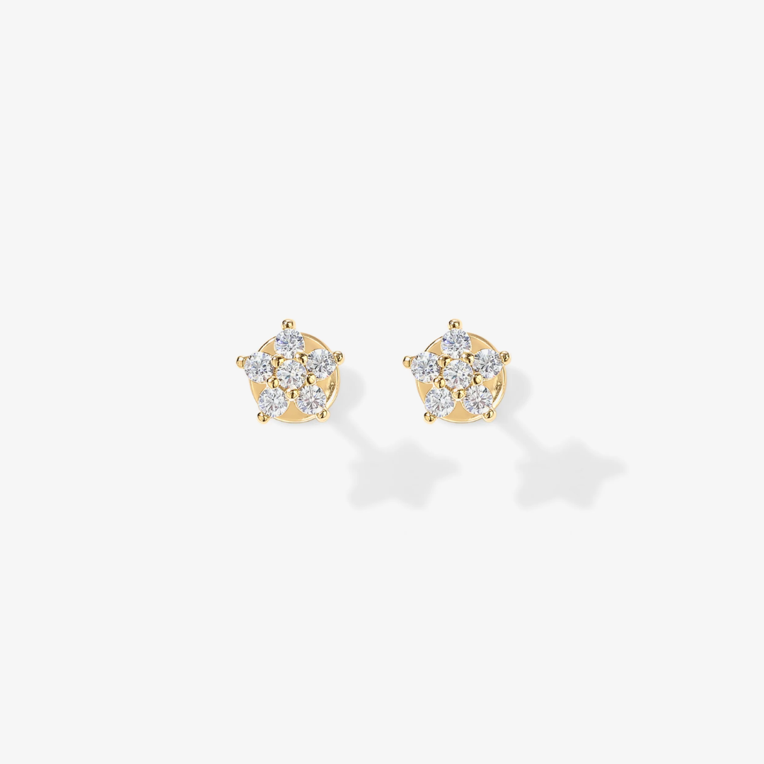 Mini Shiny Flower Flat Back Stud Earrings