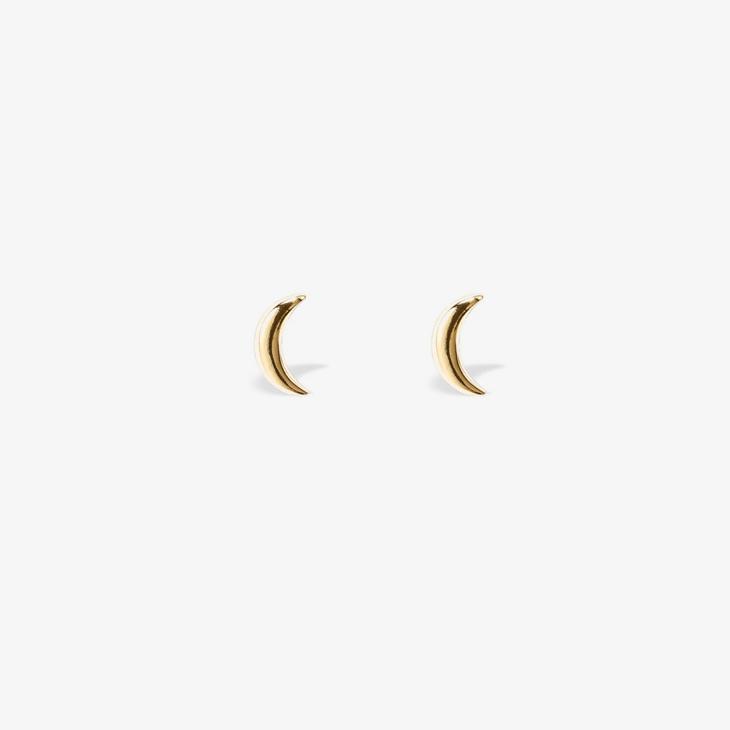 Tiny Moon Screw-Back Flat Stud Earrings