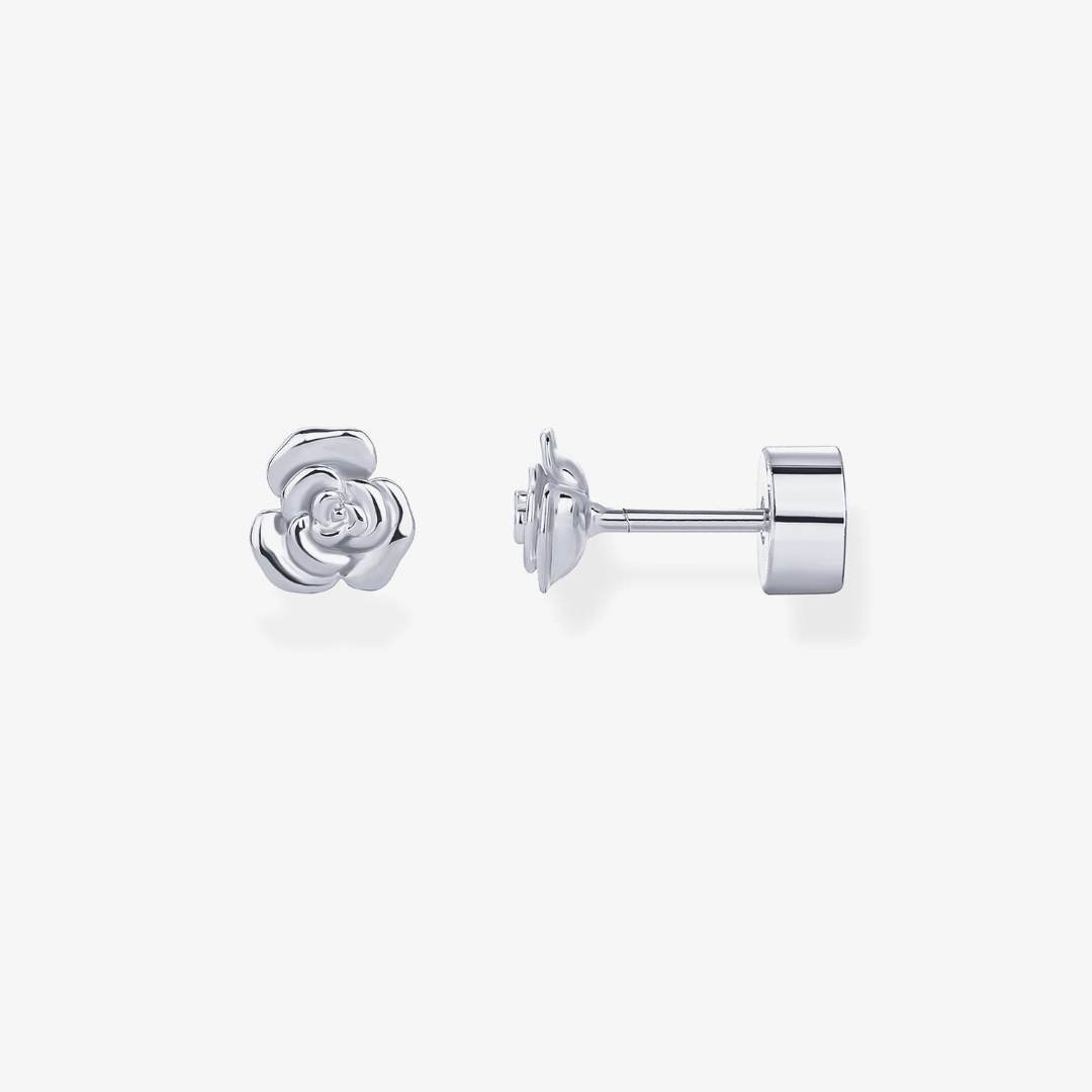 Rose Bloom Flat Back Stud Earrings