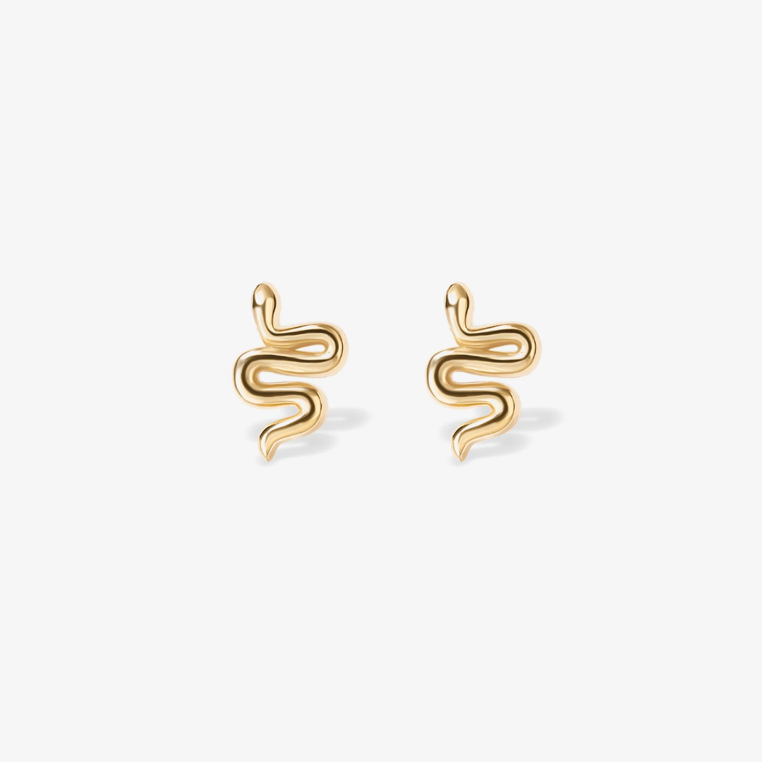 Snake Design Flat Back Stud Earrings