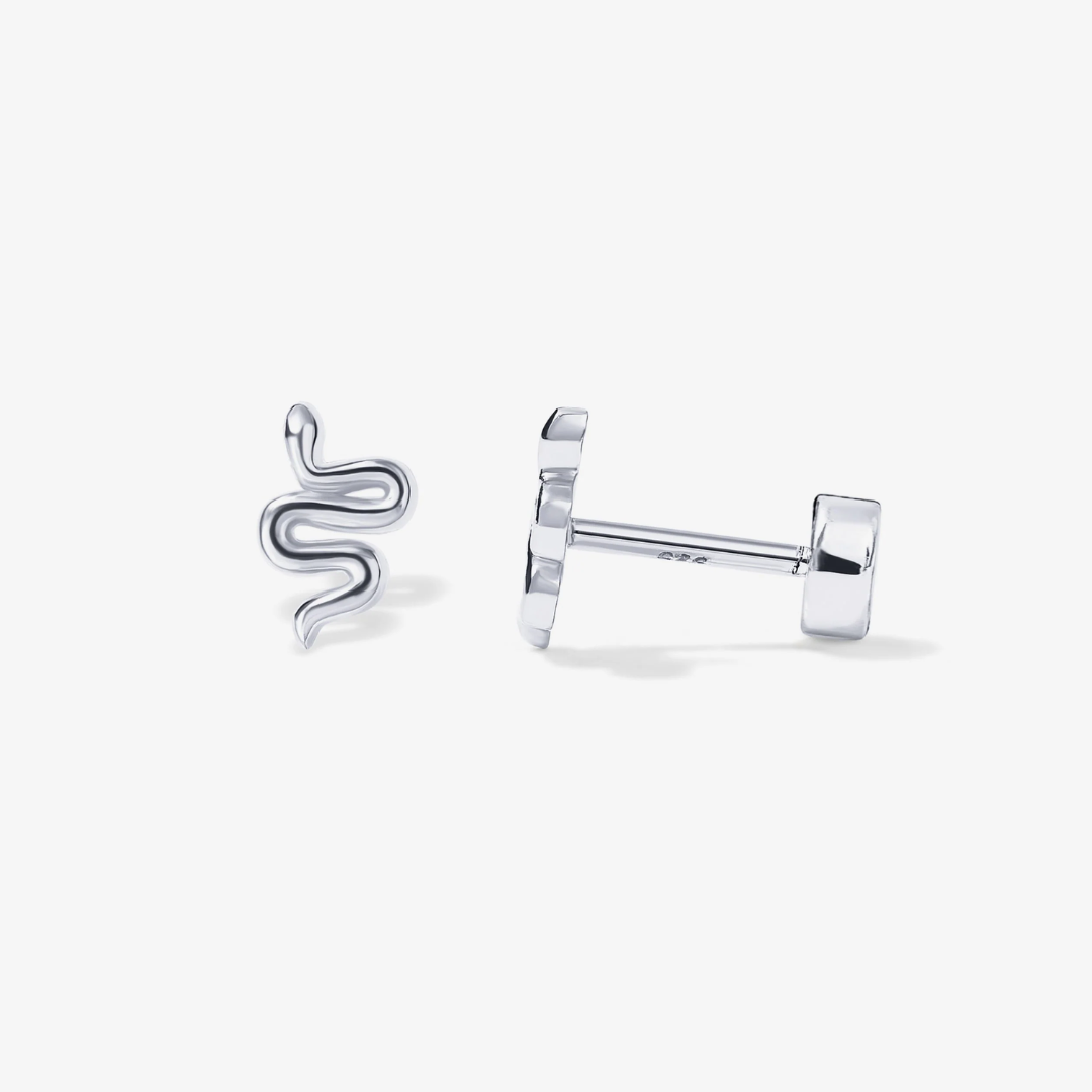 Snake Design Flat Back Stud Earrings