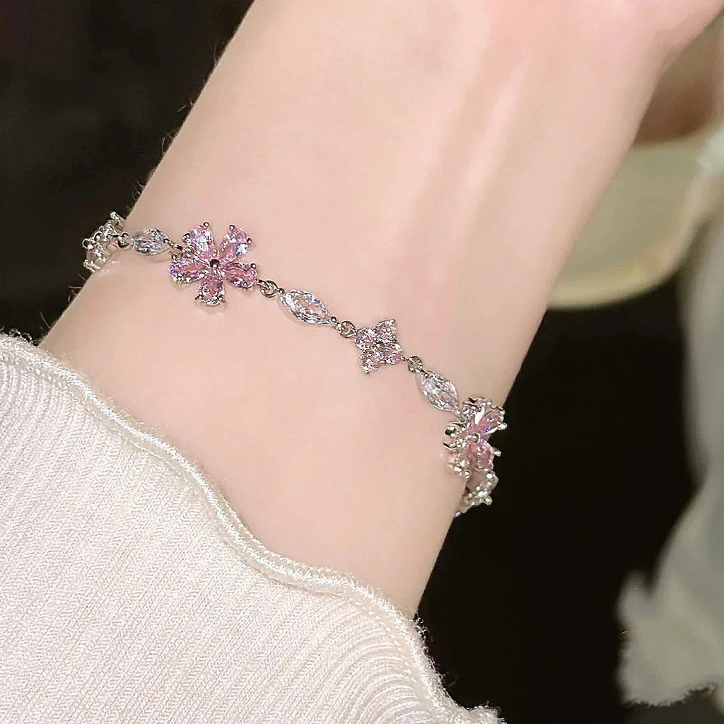 Sakura Cherry Blossom Crystal Bracelet Design