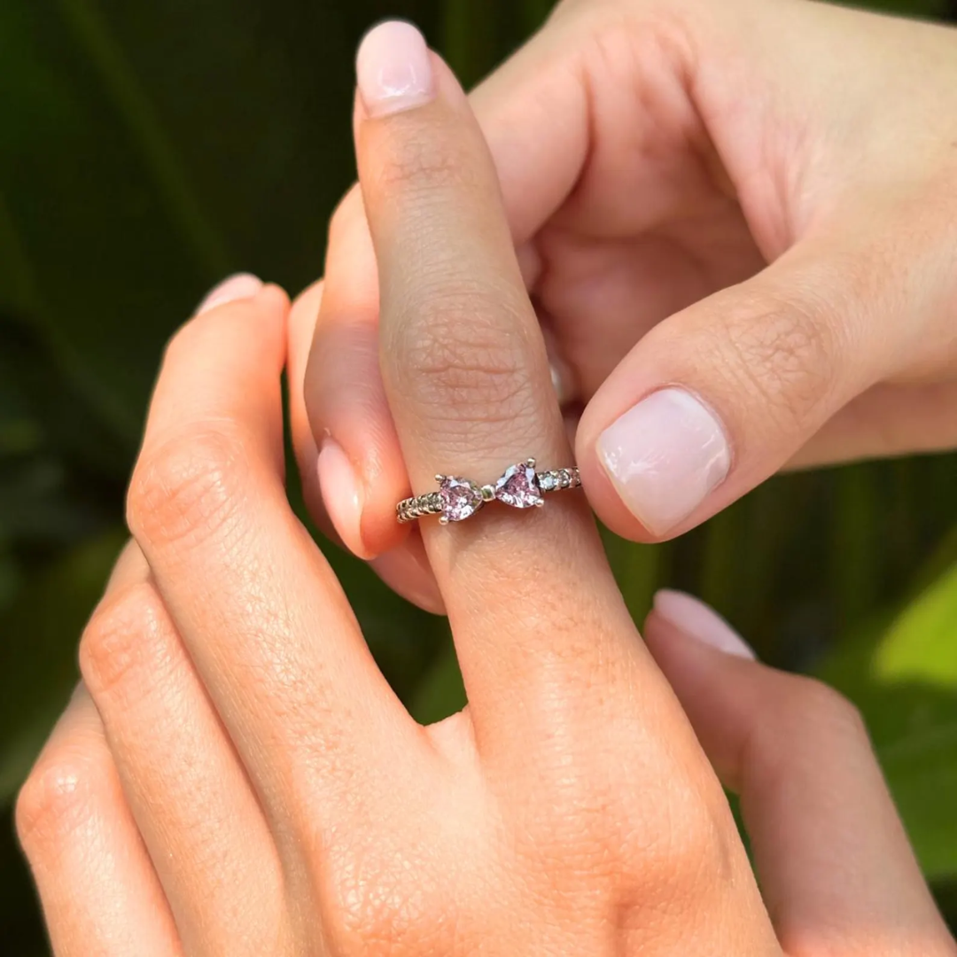 Sparkling Silver Bow Accent Ring
