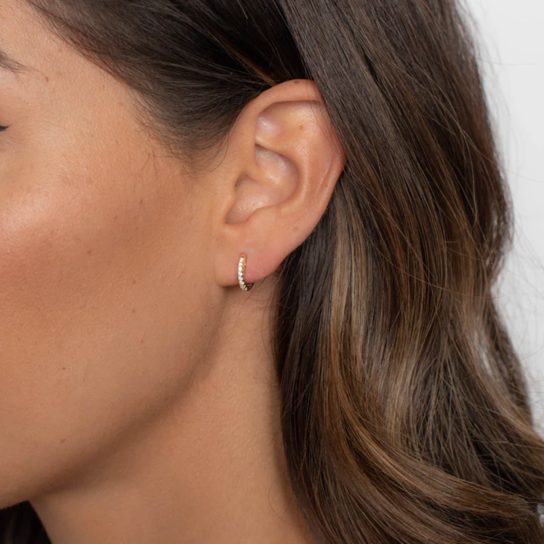 Classic Cubic Zirconia Huggie Hoop Earrings